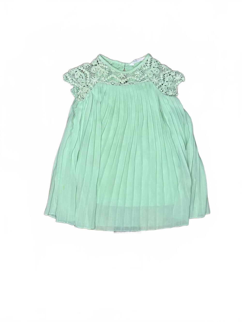 H&M Mint Green Pleated Lace Trim Dress, Toddler 2-3Y
